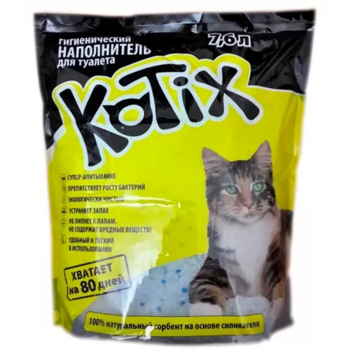 Kotix - силикагелевый наполнитель Котикс для кошачьего туалета