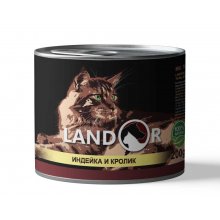 Landor Cat Adult - консервы Ландор с индейкой и кроликом для кошек