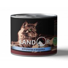 Landor Cat Adult - консервы Ландор с куропаткой и индейкой для кошек