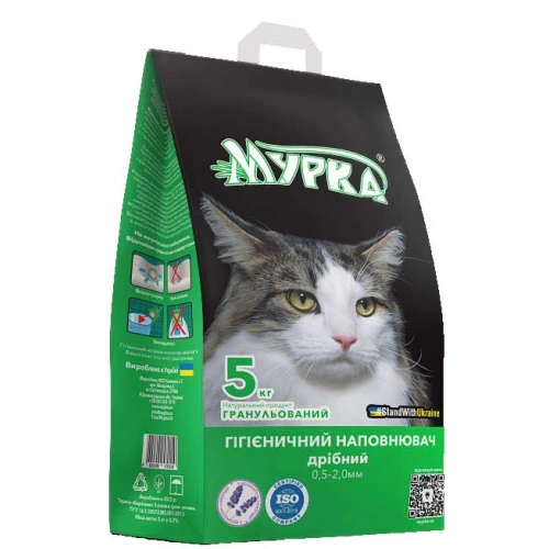 Мурка - зелений наповнювач для котячого туалету грудкуючий дрібнозернистий