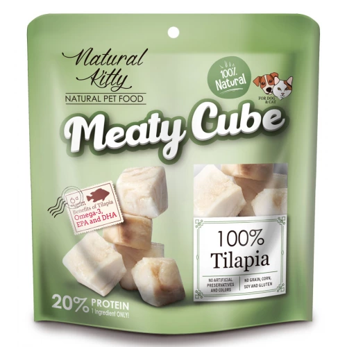 Natural Kitty Meaty Cube - кубики Натурал Кітті з тилапією для кішок і собак
