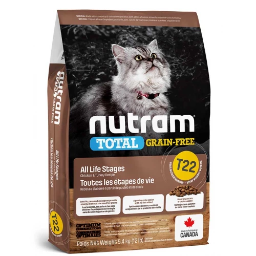 Nutram T22 Total Grain-Free - корм Нутрам с курицей и индейкой для кошек