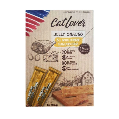 CatLover Jelly Snacks - лакомство КетЛовер желе с сыром, ветчиной и яйцом для кошек