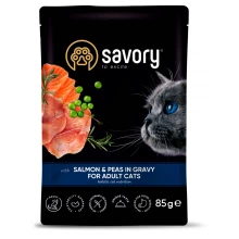 Savory Adult Cat Salmon - консервы Сейвори лосось с горошком в соусе для взрослых котов, пауч