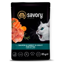 Savory Kitten Salmon - консерви Сейворі лосось із морквою в соусі для кошенят, пауч
