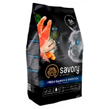 Savory Cat Hair and Skin Care - сухий корм Сейворі з лососем та білою рибою для довгошерстих кішок