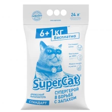 Super Cat - древесный наполнитель Супер Кет Стандарт эконом для кошачьего туалета, синий