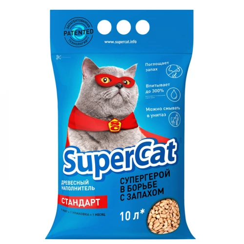 Super Cat - древесный наполнитель Супер Кет Стандарт для кошачьего туалета, синий