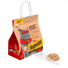 Super Cat - комкующийся древесный наполнитель Супер Кет для кошачьего туалета