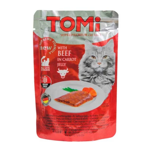 TOMi - консервы ТОМи с говядиной в морковном желе для кошек