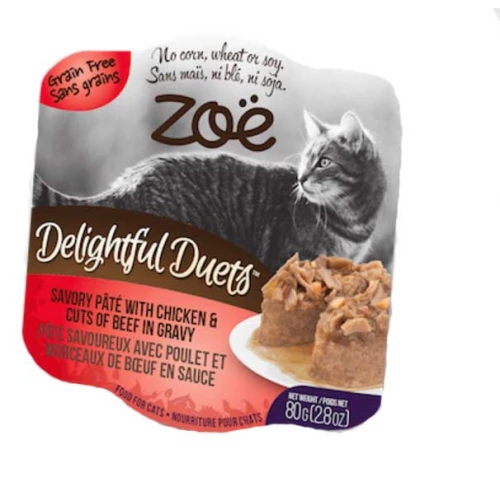 Zoe Delightful Duets Pate - паштет Зои с курицей и кусочками говядины в соусе для кошек