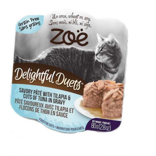 Zoe Delightful Duets Pate - паштет Зои с Тилапии и кусочками тунца в соусе для кошек