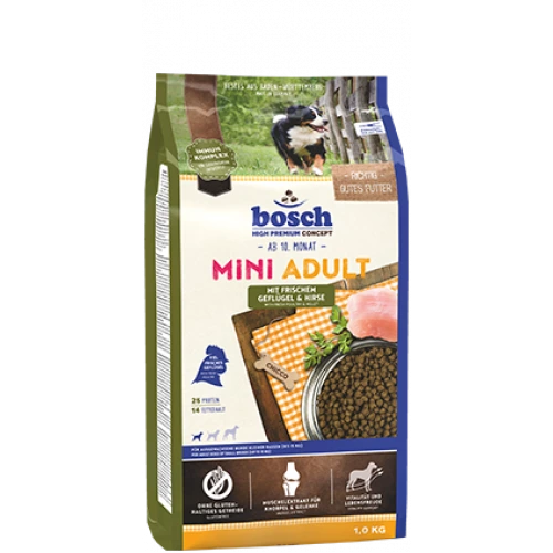 Bosch Adult Mini Poultry and Spelt - корм Бош для взрослых собак мелких пород с птицей и зерновыми
