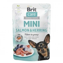 Brit Care Mini Adult - консервы Брит с филе лосося и сельди в соусе для собак мелких пород