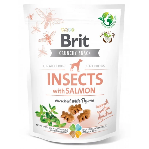 Brit Care Dog Crunchy Cracker - ласощі Бріт із комахами та лососем для чутливих собак