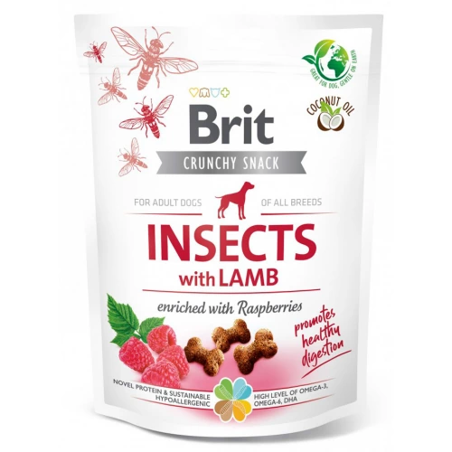 Brit Care Dog Crunchy Cracker - ласощі Бріт із комахами та ягням для чутливих собак