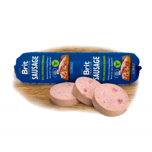 Brit Premium Sausage - ковбаса Бріт шматочки курки і оленини в паштет для собак
