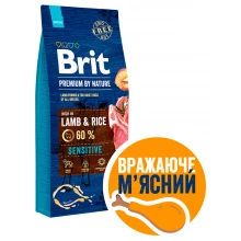 Brit Premium Sensitive Lamb and Rice - корм Бріт з ягням і рисом для дорослих собак всіх порід