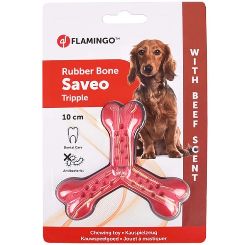 Flamingo Rubber Flexo Saveo Triple Bone Beef - іграшка Фламінго кістка зі смаком яловичини для собак