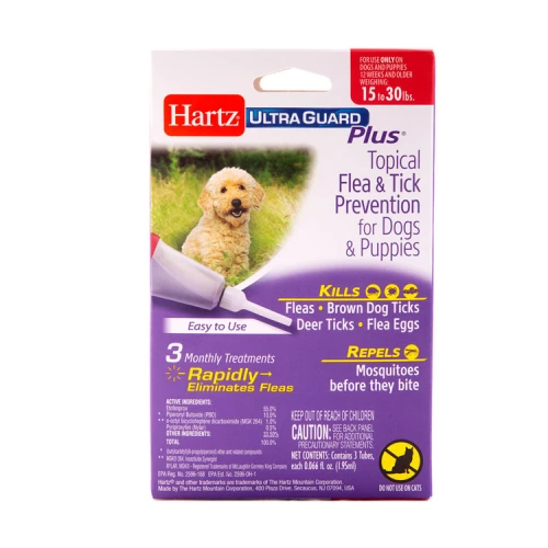 Hartz Ultra Guard Pro - краплі Хартц від бліх, блошиних яєць, кліщів і комарів для собак і цуценят