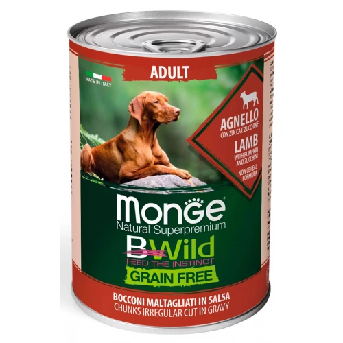 Monge Dog Bwild GF Adult Lamb - шматочки в соусі Монже з ягням для собак усіх порід