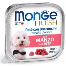 Monge Dog Fresh Beef - паштет Монже зі шматочками яловичини для собак