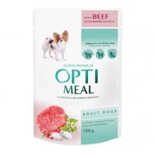 OptiMeal Dog Beef - консервы ОптиМил с говядиной и клюквой в желе для собак