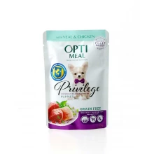 OptiMeal Privilege Puppies - консервы ОптиМил с телятиной и курицей для щенков мелких пород