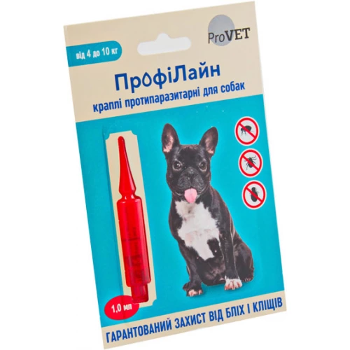 ProVet ProfiLine - капли на холку ПроВет ПрофиЛайн от паразитов для собак весом от 4 кг до 10 кг