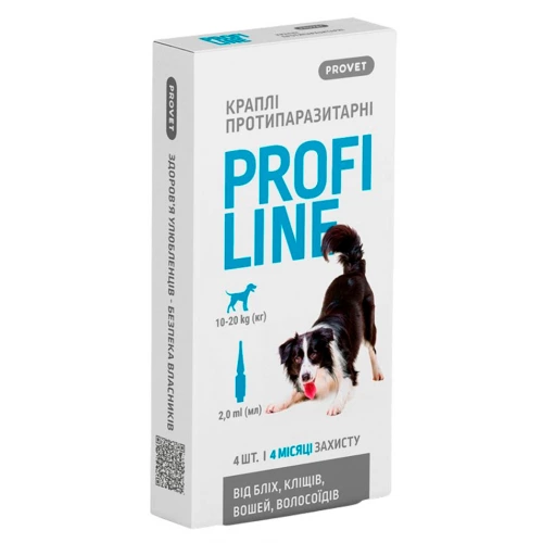 ProVet ProfiLine - краплі ПроВет ПрофіЛайн від бліх та кліщів для собак вагою від 10 кг до 20 кг
