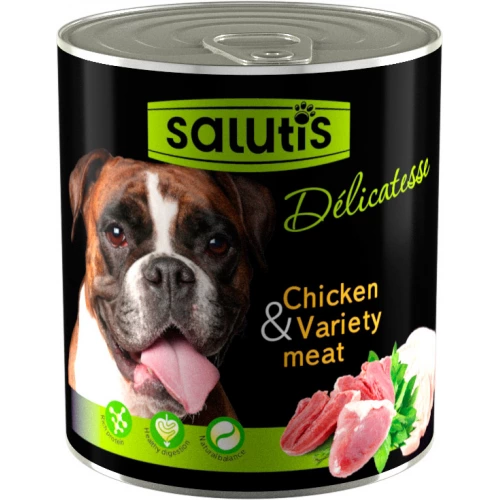 Salutis Delicatesse - консерви Салютіс Делікатес з курячим серцем і печінкою для собак
