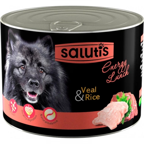 Salutis Energy Lunch - консерви Салютіс Готовий обід з телятиною, куркою та рисом для собак
