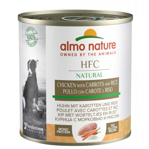 Almo Nature HFC Dog Natural - консервы Альмо Натюр с курицей, морковью и рисом для собак