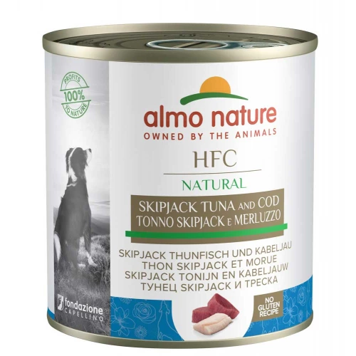 Almo Nature HFC Dog Natural - консервы Альмо Натюр с полосатым тунцом и треской для собак