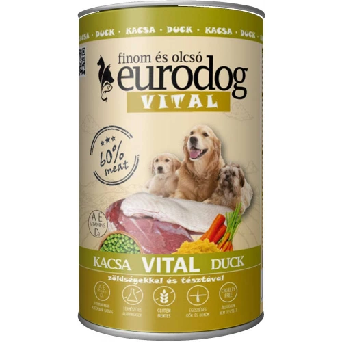 EuroDog Vital Duck - консерви ЕвроДог з качкою, вермішеллю і овочами для собак