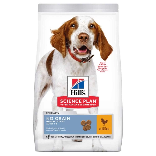 Hills SP Adult No Grain Medium - беззерновой корм Хиллс для собак средних пород, с курицей