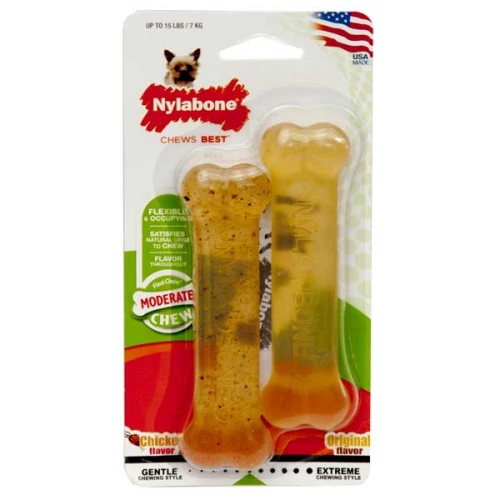 Nylabone Flexi Chew Twin - игрушка жевательная Нилабон для маленьких собак с умеренным стилем грызен
