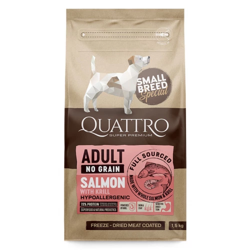 Quattro Dog Adult Small Salmon – сухой корм Кватро с лососем для собак мелких пород