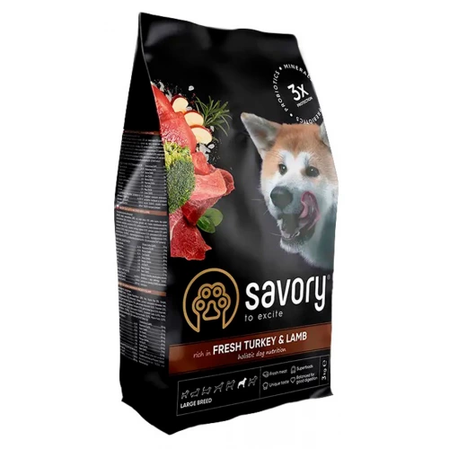 Savory Dog Large Breed - сухой корм Сейвори с мясом индейки и ягненка для собак крупных пород