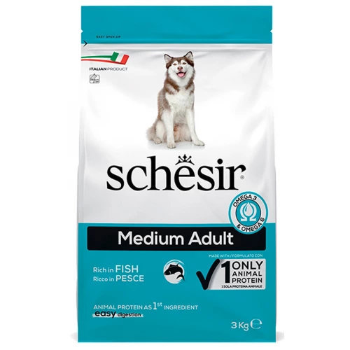 Schesir Dog Medium Adult Fish - сухой корм Шезир с рыбой для собак средних пород