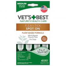 Vets Best Flea and Tick Spot-On Tubes - краплі на холку Вет Бест від бліх та кліщів для собак