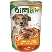 VitalBite - консервы ВиталБит с курицей, макаронами и морковью для собак