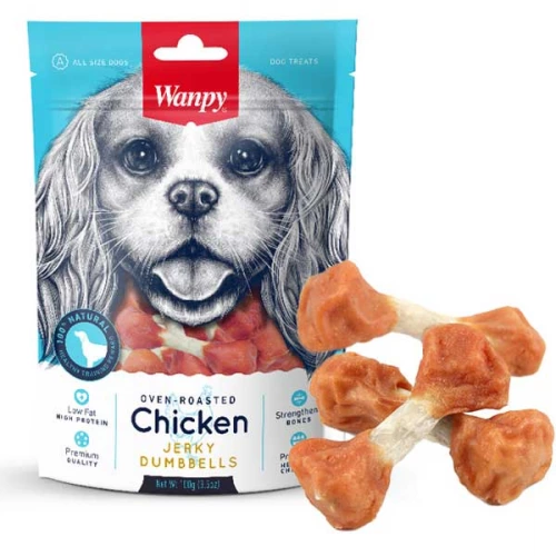 Wanpy Chicken Jerky Dumbells - лакомство Ванпи кость-гантель с вяленой курицей для собак