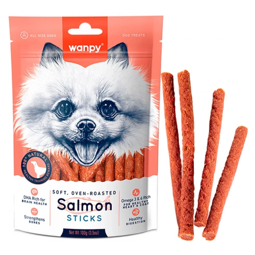Wanpy Salmon Sticks - лакомство Ванпи палочки с лососем для собак