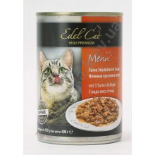 Edel Cat - консерви Едель, ніжні шматочки в соусі, 3 види м'яса