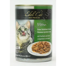 Edel Cat - консерви Едель, ніжні шматочки в соусі, з індичкою і печінкою