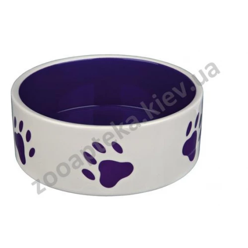 Trixie - керамическая миска Трикси фиолетовая с нарисованными лапками для собак