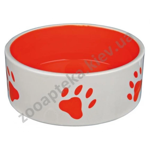 Trixie - керамическая миска Трикси с рисунком оранжевые лапки для собак
