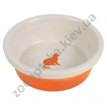 Trixie - керамическая миска белая с оранжевым Трикси с изображением кота