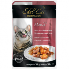 Edel Cat - паучи Эдель, нежные кусочки в желе, с лососем и камбалой